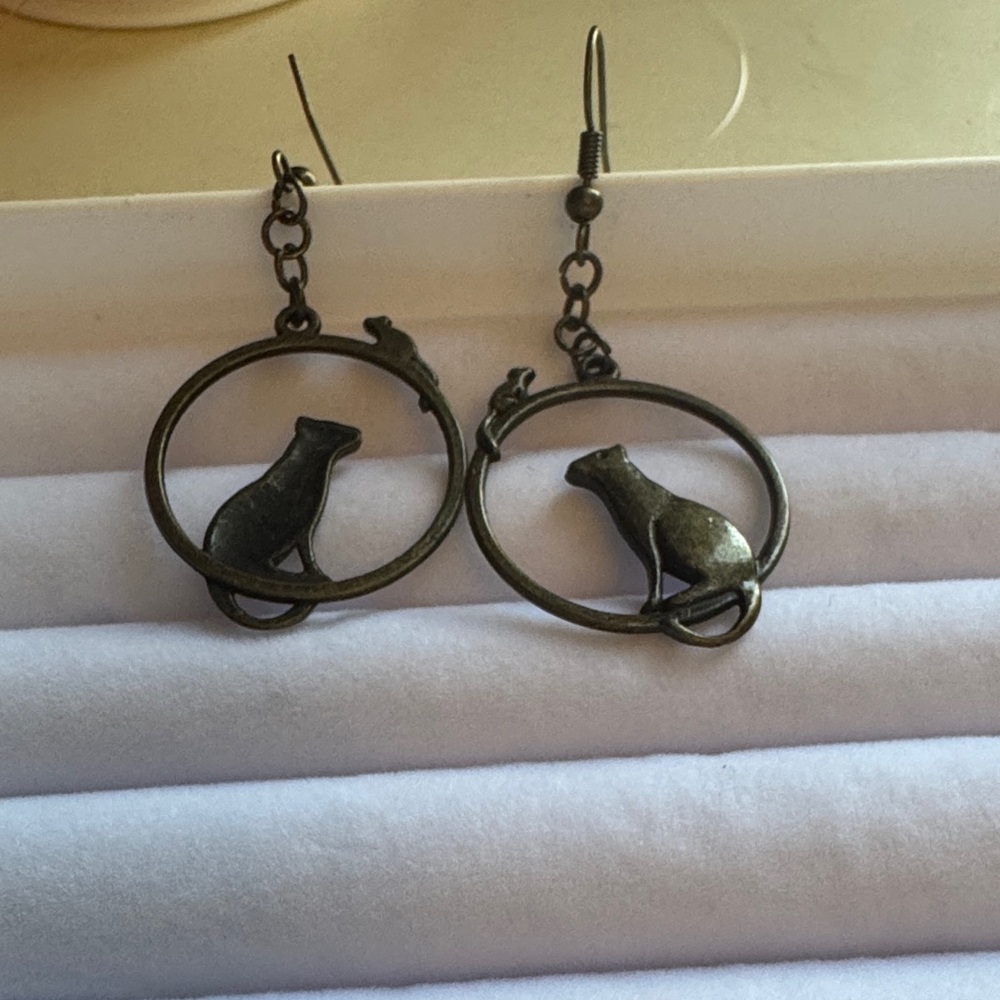 Bronze Cat Earrings